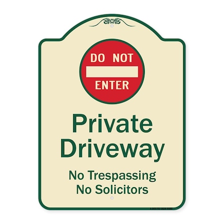 Signmission Designer Series-Do Not Enter Private Driveway No Trespassing Or Solicitors Wit, 24" H, TG-1824-9980 A-DES-TG-1824-9980